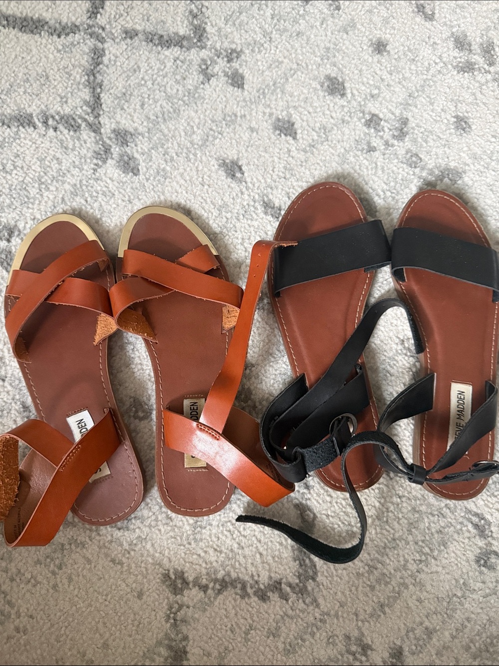 Steve Madden Dual-Pair Flat Sandal Set - Brown and Black